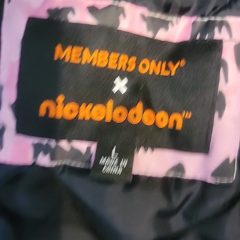 Members Only Nickelodeon Rug Rats Cat Dog Arnold Rocko Fur Pink Puffer Jacket L - Picture 6 of 10